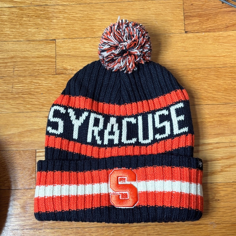 Syracuse Pom-Pom Beanie - Navy and Orange